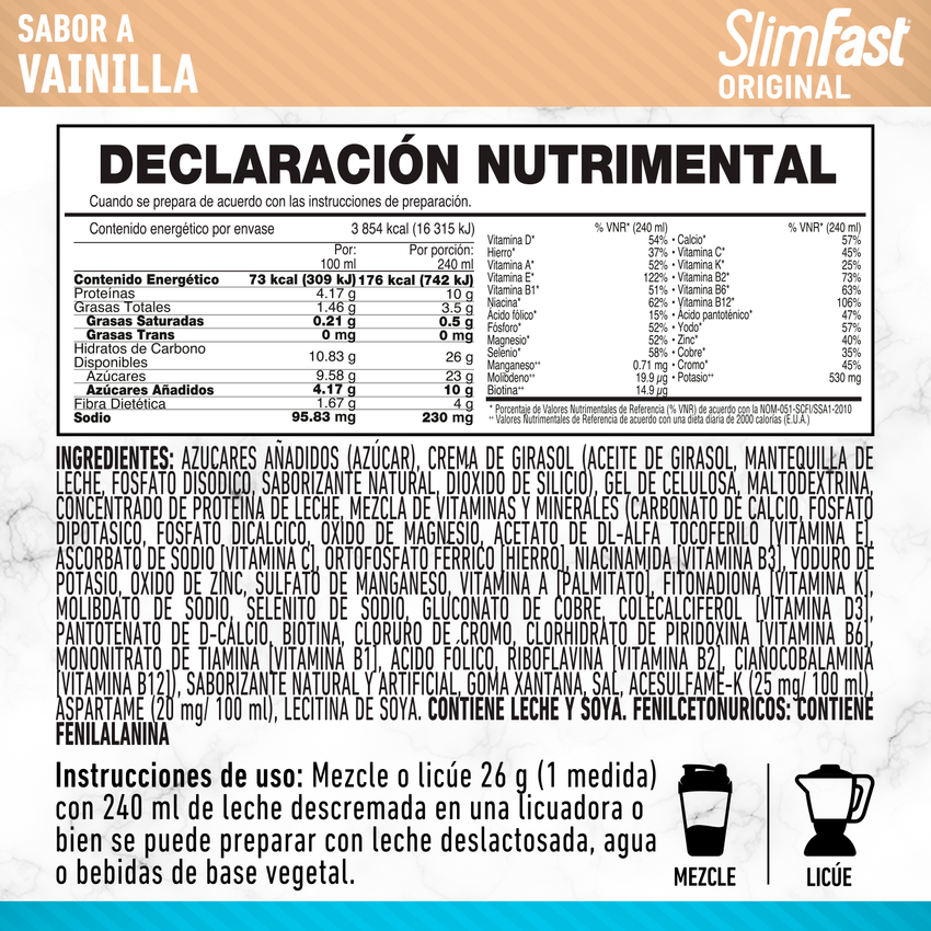 Slim Fast Malteada Original 572 gr Nueva imagen